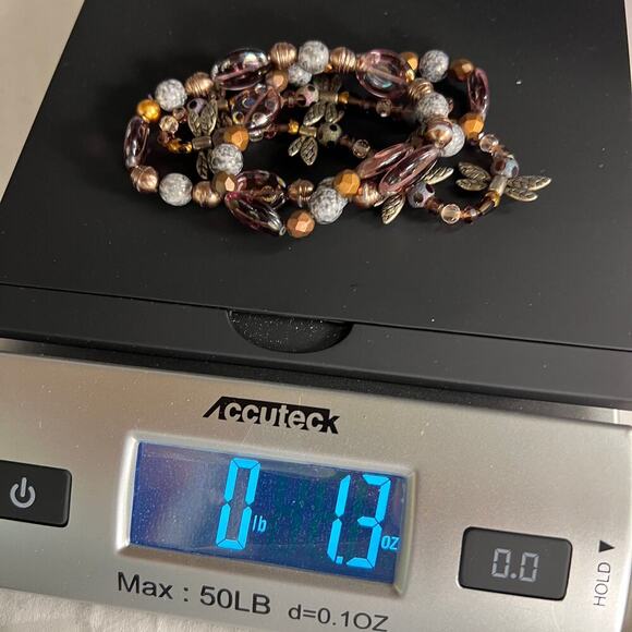 Handmade Beaded Bracelet Trio Purples Browns Dragonfly Metals - Picture 6 of 6